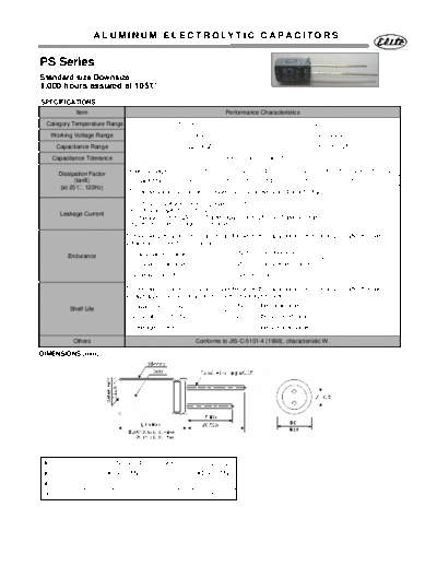 Elite [radial thru-hole] PS Series  . Electronic Components Datasheets Passive components capacitors Elite Elite [radial thru-hole] PS Series.pdf