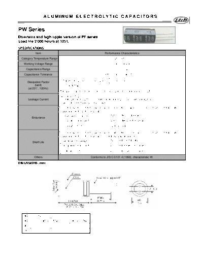 Elite [radial thru-hole] PW Series  . Electronic Components Datasheets Passive components capacitors Elite Elite [radial thru-hole] PW Series.pdf