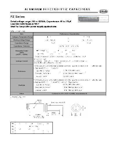 Elite [radial thru-hole] PZ Series  . Electronic Components Datasheets Passive components capacitors Elite Elite [radial thru-hole] PZ Series.pdf