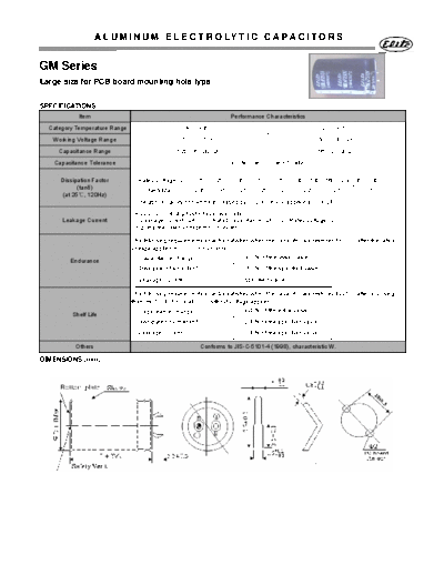 Elite [snap-in] GM Series  . Electronic Components Datasheets Passive components capacitors Elite Elite [snap-in] GM Series.pdf