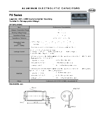 Elite [snap-in] PX Series  . Electronic Components Datasheets Passive components capacitors Elite Elite [snap-in] PX Series.pdf