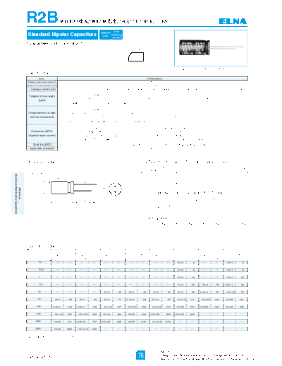 Elna [bi-polar radial] R2B Series  . Electronic Components Datasheets Passive components capacitors Elna Elna [bi-polar radial] R2B Series.pdf