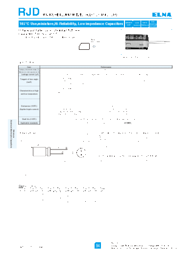 Elna [radial thru-hole] RJD Series  . Electronic Components Datasheets Passive components capacitors Elna Elna [radial thru-hole] RJD Series.pdf