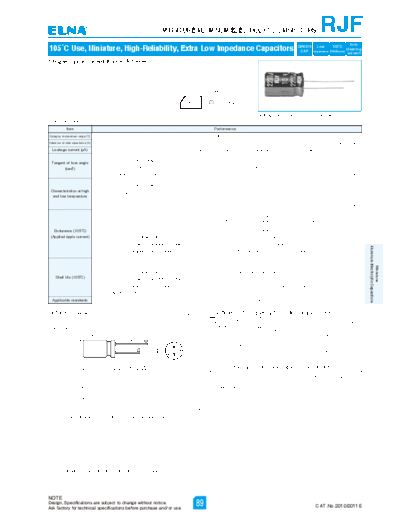 Elna [radial thru-hole] RJF Series  . Electronic Components Datasheets Passive components capacitors Elna Elna [radial thru-hole] RJF Series.pdf