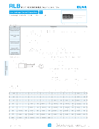 Elna [radial thru-hole] RLB Series  . Electronic Components Datasheets Passive components capacitors Elna Elna [radial thru-hole] RLB Series.pdf