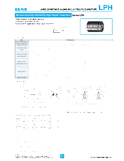 Elna [snap-in] LPH Series  . Electronic Components Datasheets Passive components capacitors Elna Elna [snap-in] LPH Series.pdf