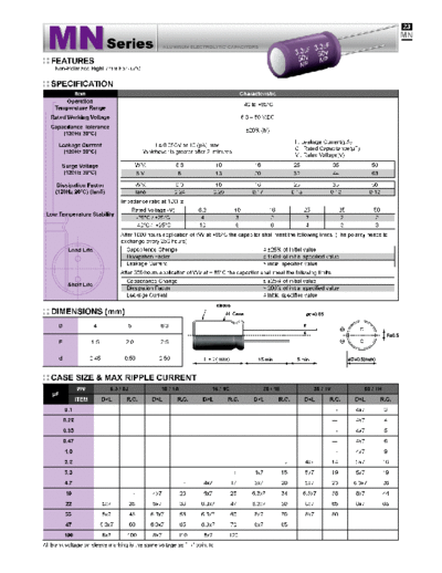 Evercon [non-polar radial] MN Series  . Electronic Components Datasheets Passive components capacitors Evercon Evercon [non-polar radial] MN Series.pdf