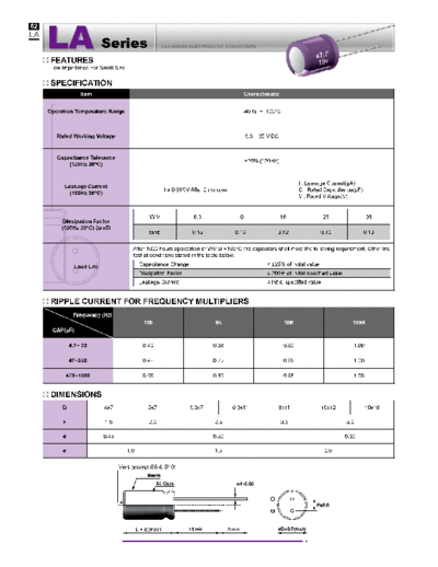 Evercon [radial thru-hole] LA Series  . Electronic Components Datasheets Passive components capacitors Evercon Evercon [radial thru-hole] LA Series.pdf