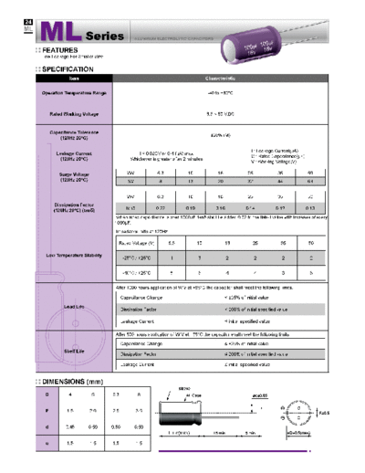 Evercon [radial thru-hole] ML Series  . Electronic Components Datasheets Passive components capacitors Evercon Evercon [radial thru-hole] ML Series.pdf