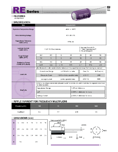 Evercon [radial thru-hole] RE Series  . Electronic Components Datasheets Passive components capacitors Evercon Evercon [radial thru-hole] RE Series.pdf