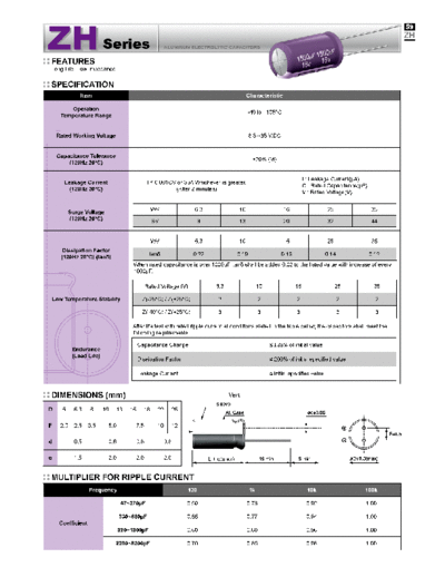 Evercon [radial thru-hole] ZH Series  . Electronic Components Datasheets Passive components capacitors Evercon Evercon [radial thru-hole] ZH Series.pdf