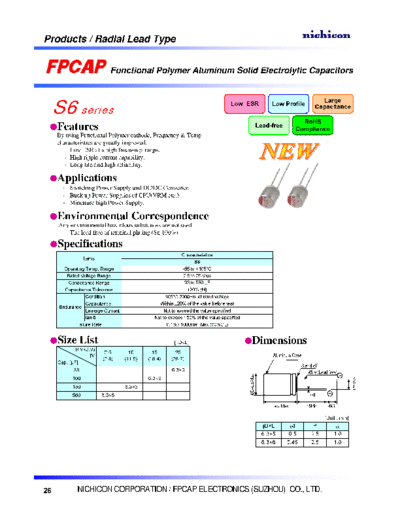 FPCAP [polymer thru-hole] Type RE - S6 Series  . Electronic Components Datasheets Passive components capacitors FPCAP FPCAP [polymer thru-hole] Type RE - S6 Series.pdf