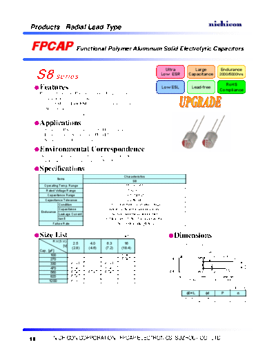 FPCAP [polymer thru-hole] Type RE - S8 Series  . Electronic Components Datasheets Passive components capacitors FPCAP FPCAP [polymer thru-hole] Type RE - S8 Series.pdf