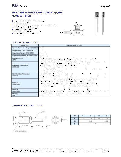 Fujicon [radial thru-hole] RM Series  . Electronic Components Datasheets Passive components capacitors Fujicon Fujicon [radial thru-hole] RM Series.pdf