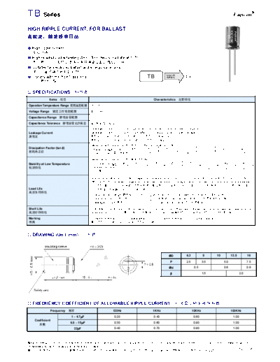 Fujicon [radial thru-hole] TB Series  . Electronic Components Datasheets Passive components capacitors Fujicon Fujicon [radial thru-hole] TB Series.pdf