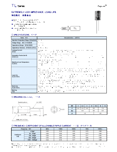 Fujicon [radial thru-hole] TL Series  . Electronic Components Datasheets Passive components capacitors Fujicon Fujicon [radial thru-hole] TL Series.pdf