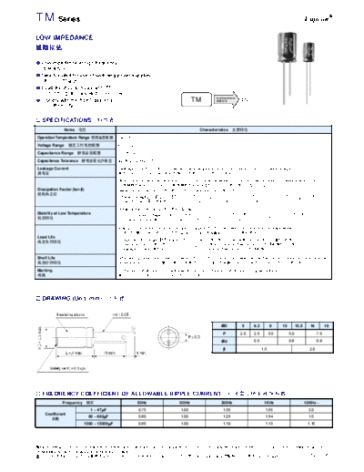 Fujicon [radial thru-hole] TM Series  . Electronic Components Datasheets Passive components capacitors Fujicon Fujicon [radial thru-hole] TM Series.pdf