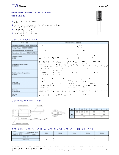 Fujicon [radial thru-hole] TW Series  . Electronic Components Datasheets Passive components capacitors Fujicon Fujicon [radial thru-hole] TW Series.pdf