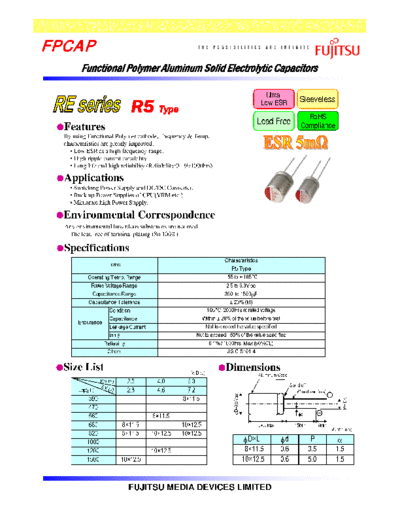 Fujitsu 2007 [polymer] RE Series Type R5  . Electronic Components Datasheets Passive components capacitors Fujitsu Fujitsu 2007 [polymer] RE Series Type R5.pdf