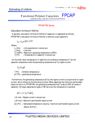 Fujitsu 2008 RE Series Lifetime Expectancy  . Electronic Components Datasheets Passive components capacitors Fujitsu Fujitsu 2008 RE Series Lifetime Expectancy.pdf