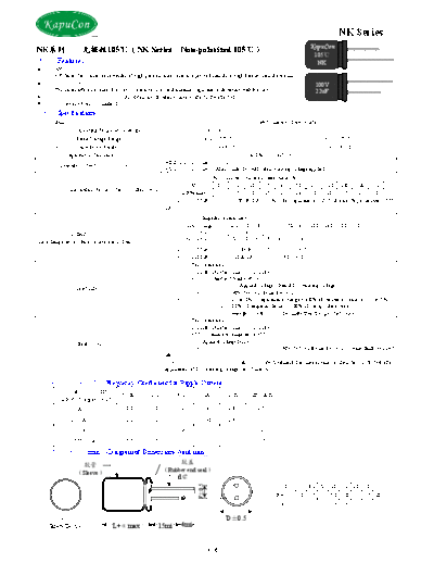 KapuCon [non-polar radial] NK Series  . Electronic Components Datasheets Passive components capacitors KapuCon KapuCon [non-polar radial] NK Series.pdf