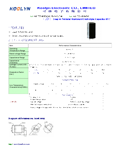 Koolyn [snap-in] KLE10 Series  . Electronic Components Datasheets Passive components capacitors Koolyn Koolyn [snap-in] KLE10 Series.pdf