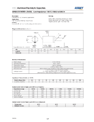 Kemet [radial leaded] ESC Series  . Electronic Components Datasheets Passive components capacitors Kemet Kemet [radial leaded] ESC Series.pdf