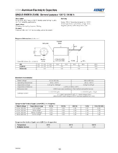 Kemet [radial leaded] ESH Series  . Electronic Components Datasheets Passive components capacitors Kemet Kemet [radial leaded] ESH Series.pdf