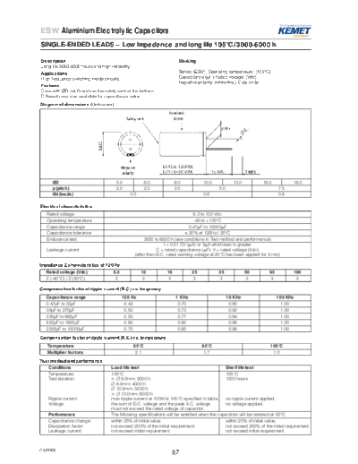 Kemet [radial leaded] ESW Series  . Electronic Components Datasheets Passive components capacitors Kemet Kemet [radial leaded] ESW Series.pdf