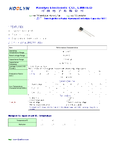 Koolyn [radial thru-hole] KLE07 Series  . Electronic Components Datasheets Passive components capacitors Koolyn Koolyn [radial thru-hole] KLE07 Series.pdf