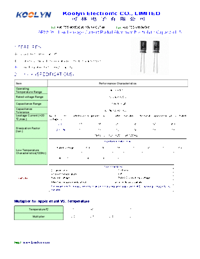 Koolyn [radial thru-hole] KLE08 Series  . Electronic Components Datasheets Passive components capacitors Koolyn Koolyn [radial thru-hole] KLE08 Series.pdf