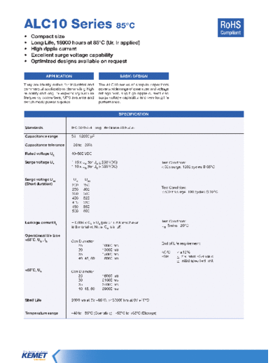 Kemet [snap-in] ALC10 Series  . Electronic Components Datasheets Passive components capacitors Kemet Kemet [snap-in] ALC10 Series.pdf