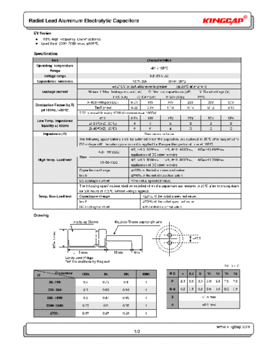 Kingcap [radial] EY Series  . Electronic Components Datasheets Passive components capacitors Kingcap Kingcap [radial] EY Series.pdf