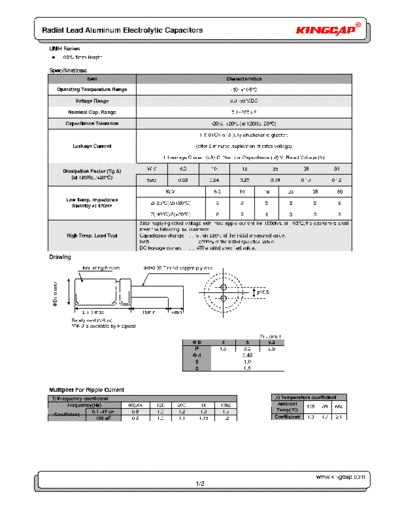 Kingcap [radial] UMH Series  . Electronic Components Datasheets Passive components capacitors Kingcap Kingcap [radial] UMH Series.pdf