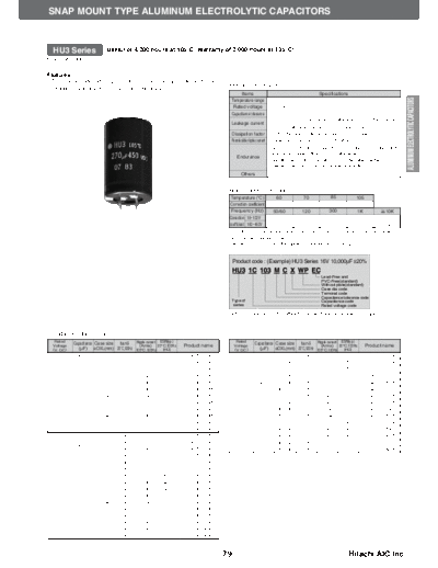 Hitachi [snap-in] HU3 Series  . Electronic Components Datasheets Passive components capacitors Hitachi Hitachi [snap-in] HU3 Series.pdf