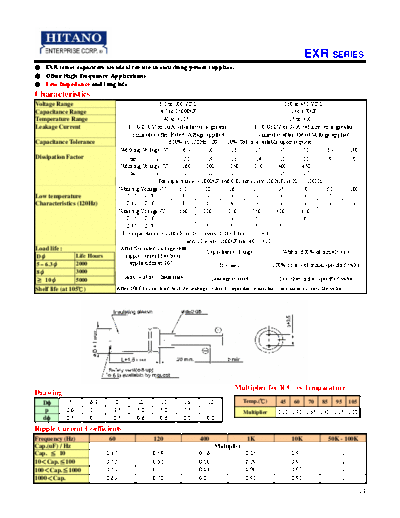 Hitano [radial thru-hole] EXR Series  . Electronic Components Datasheets Passive components capacitors Hitano Hitano [radial thru-hole] EXR Series.pdf