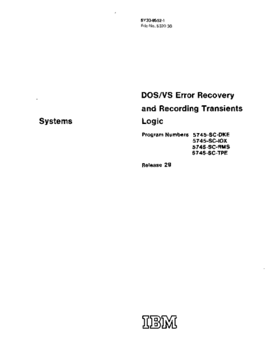 IBM SY33-8552-1 DOS VS Error Recovery and Recording Transients PLM Nov73  IBM 370 DOS_VS plm SY33-8552-1_DOS_VS_Error_Recovery_and_Recording_Transients_PLM_Nov73.pdf