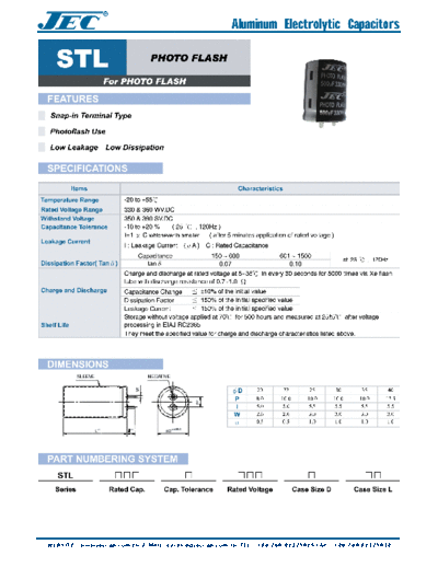 JEC JEC [snap-in] STL Series  . Electronic Components Datasheets Passive components capacitors JEC JEC [snap-in] STL Series.pdf