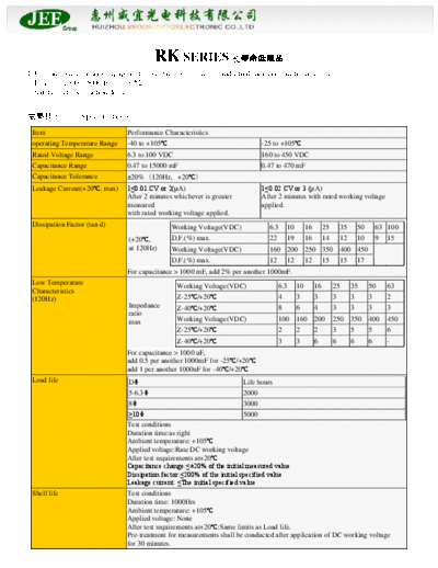 JEE [radial thru-hole] RK series  . Electronic Components Datasheets Passive components capacitors JEE JEE [radial thru-hole] RK series.pdf