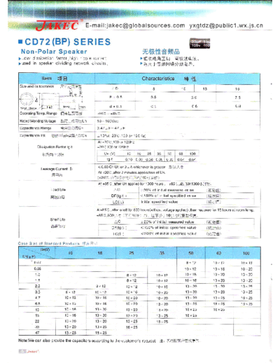 Jakec [bi-polar thru-hole] CD72 (BP) Series  . Electronic Components Datasheets Passive components capacitors Jakec Jakec [bi-polar thru-hole] CD72 (BP) Series.pdf