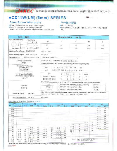 Jakec [radial thru-hole] CD11W (LM)  . Electronic Components Datasheets Passive components capacitors Jakec Jakec [radial thru-hole] CD11W (LM).pdf