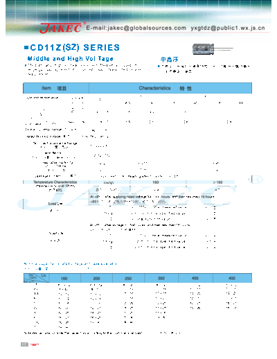 Jakec [radial thru-hole] CD11Z (SZ) Series  . Electronic Components Datasheets Passive components capacitors Jakec Jakec [radial thru-hole] CD11Z (SZ) Series.pdf