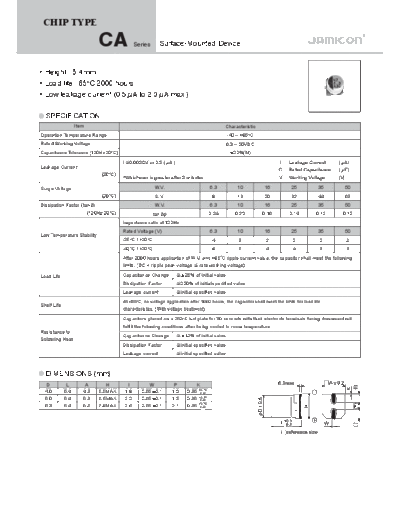 Jamicon [SMD] CA Series  . Electronic Components Datasheets Passive components capacitors Jamicon Jamicon [SMD] CA Series.pdf