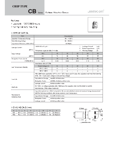 Jamicon [SMD] CB Series  . Electronic Components Datasheets Passive components capacitors Jamicon Jamicon [SMD] CB Series.pdf