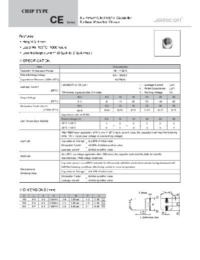 Jamicon [SMD] CE Series  . Electronic Components Datasheets Passive components capacitors Jamicon Jamicon [SMD] CE Series.pdf