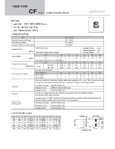 Jamicon [SMD] CF Series  . Electronic Components Datasheets Passive components capacitors Jamicon Jamicon [SMD] CF Series.pdf