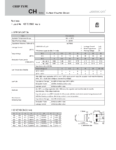 Jamicon [SMD] CH Series  . Electronic Components Datasheets Passive components capacitors Jamicon Jamicon [SMD] CH Series.pdf
