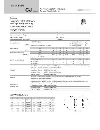 Jamicon [SMD] CJ Series  . Electronic Components Datasheets Passive components capacitors Jamicon Jamicon [SMD] CJ Series.pdf