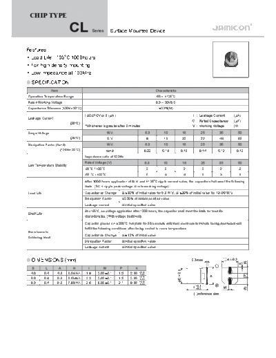Jamicon [SMD] CL Series  . Electronic Components Datasheets Passive components capacitors Jamicon Jamicon [SMD] CL Series.pdf