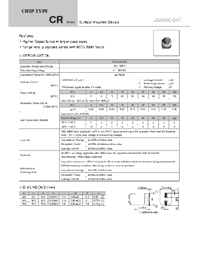 Jamicon [SMD] CR Series  . Electronic Components Datasheets Passive components capacitors Jamicon Jamicon [SMD] CR Series.pdf